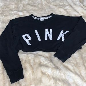 PINK VS Marble Logo Cropped Crewneck